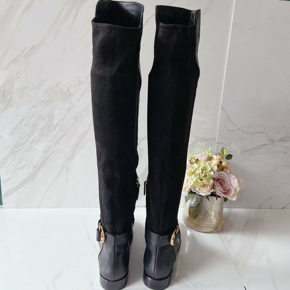 Tory Burch MARSDEN Over The Knee Stretch Riding Boot T LOGO Black Leather US 5 - Picture 7 of 12